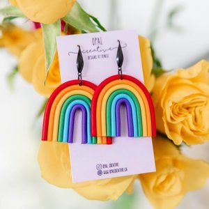 Rainbow Polymer Clay Earrings